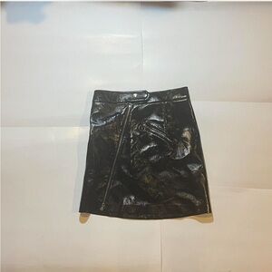 Black vegan leather mini skirt